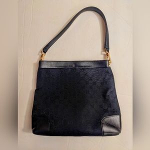 Vintage GG Gucci canvas and leather shoulder bag